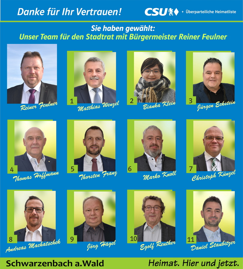 Die CSU- und ÜHL-Mitglieder des Stadtrates